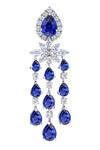 DIOSA PARIS JEWELLERY_Blue Smocking, Diamonds Sapphire Embellished Tassel Earrings _Online_at_Aza_Fashions