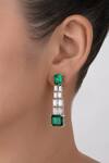 Buy_DIOSA PARIS JEWELLERY_Green Smocking Octagon Emerald Embellished Earrings _at_Aza_Fashions