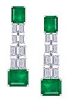 Shop_DIOSA PARIS JEWELLERY_Green Smocking Octagon Emerald Embellished Earrings _at_Aza_Fashions