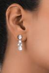 Buy_DIOSA PARIS JEWELLERY_White Stones Swarovski Zirconia Embellished Earrings _at_Aza_Fashions