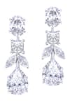 Shop_DIOSA PARIS JEWELLERY_White Stones Swarovski Zirconia Embellished Earrings _at_Aza_Fashions