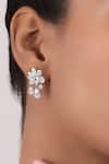 Buy_DIOSA PARIS JEWELLERY_White Crystals, Diamonds Swarovski Zirconia Floral Earrings _at_Aza_Fashions