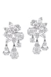 Shop_DIOSA PARIS JEWELLERY_White Crystals, Diamonds Swarovski Zirconia Floral Earrings _at_Aza_Fashions