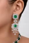 Buy_DIOSA PARIS JEWELLERY_Green Stones, Crystals Square Emerald Embellished Earrings _at_Aza_Fashions