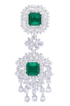 DIOSA PARIS JEWELLERY_Green Stones, Crystals Square Emerald Embellished Earrings _Online_at_Aza_Fashions