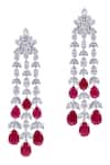 Shop_DIOSA PARIS JEWELLERY_Red Smocking, Diamonds Ruby Tasse Embellished Earrings _at_Aza_Fashions