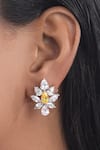 Buy_DIOSA PARIS JEWELLERY_Yellow Stones, Crystals Floral Embellished Earrings _at_Aza_Fashions