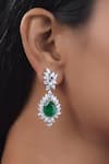 Buy_DIOSA PARIS JEWELLERY_Green Stones, Diamonds Emerald Embellished Drop Earrings _at_Aza_Fashions