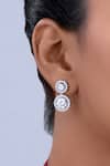 Buy_DIOSA PARIS JEWELLERY_White Stones Round Swarovski Zirconia Drop Earrings _at_Aza_Fashions