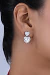 Buy_DIOSA PARIS JEWELLERY_White Stones Heart Swarovski Zirconia Drop Earrings _at_Aza_Fashions