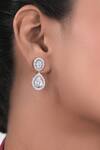 Buy_DIOSA PARIS JEWELLERY_White Crystals Oval And Pearl Shaped Swarovski Earrings _at_Aza_Fashions