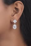 Buy_DIOSA PARIS JEWELLERY_White Stones Pear Shaped Swarovski Drop Earrings _at_Aza_Fashions