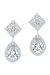 Shop_DIOSA PARIS JEWELLERY_White Stones Pear Shaped Swarovski Drop Earrings _at_Aza_Fashions
