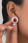 Buy_DIOSA PARIS JEWELLERY_Red Ruby Embellished Earrings _at_Aza_Fashions