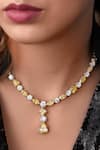 Buy_DIOSA PARIS JEWELLERY_Yellow Swarovski Zirconia Studded Necklace _at_Aza_Fashions