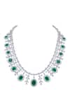 Shop_DIOSA PARIS JEWELLERY_Green Swarovski Zirconia Embellished Necklace _at_Aza_Fashions