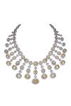 Shop_DIOSA PARIS JEWELLERY_Yellow Swarovski Zirconia Embellished Bridal Necklace _at_Aza_Fashions