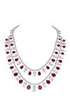 Shop DIOSA PARIS JEWELLERY Red Swarovski Zirconia Embellished Layered Necklace at Aza Fashions Shop_DIOSA PARIS JEWELLERY_Red Swarovski Zirconia Embellished Layered Necklace _at_Aza_Fashions
