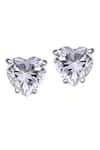 Shop_DIOSA PARIS JEWELLERY_White Stones Heart Shaped Swarovski Zirconia Stud Earrings _at_Aza_Fashions