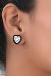 Buy_DIOSA PARIS JEWELLERY_White Stones Heart Shaped Stud Earrings _at_Aza_Fashions
