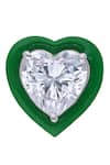 DIOSA PARIS JEWELLERY_Green Smocking, Diamonds Heart Shaped Enamel Stud Earrings _Online_at_Aza_Fashions