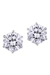 Shop_DIOSA PARIS JEWELLERY_White Swarovski Zirconia Round Shaped Studs _at_Aza_Fashions