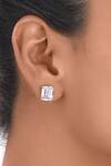 Buy_Diosa Paris Jewellery_White Stones Emerald Shaped Studs _at_Aza_Fashions