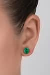 Buy_DIOSA PARIS JEWELLERY_Green Swarovski Zirconia Oval Shaped Emerald Earrings _at_Aza_Fashions