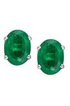 Shop_DIOSA PARIS JEWELLERY_Green Swarovski Zirconia Oval Shaped Emerald Earrings _at_Aza_Fashions