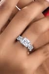 Buy_DIOSA PARIS JEWELLERY_White Swarovski Zirconia Princess Shaped Embellished Ring_at_Aza_Fashions