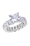 Shop_DIOSA PARIS JEWELLERY_White Swarovski Zirconia Princess Shaped Embellished Ring_at_Aza_Fashions