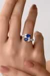 Buy_DIOSA PARIS JEWELLERY_Blue Swarovski Zirconia Sapphire Embellished Ring _at_Aza_Fashions