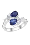 Shop_DIOSA PARIS JEWELLERY_Blue Swarovski Zirconia Sapphire Embellished Ring _at_Aza_Fashions