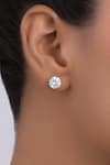 Buy_DIOSA PARIS JEWELLERY_White Swarovski Zirconia Solitaire Ear Studs _at_Aza_Fashions