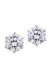 Shop_DIOSA PARIS JEWELLERY_White Swarovski Zirconia Solitaire Ear Studs _at_Aza_Fashions