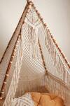 Shop_Karighar_Off White Wood, Cotton Thread Cosy Woven Tepee_at_Aza_Fashions
