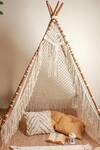 Karighar_Off White Wood, Cotton Thread Cosy Woven Tepee_Online_at_Aza_Fashions