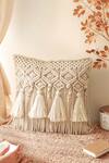 Buy_Karighar_Off White Natural Cotton Thread Gypsy Soul Cushion Cover_at_Aza_Fashions