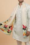 Buy_Thee Modern Roots_Ivory Silk Watercolor Pattern Stole _at_Aza_Fashions