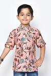 Samyukta Singhania_Pink Cotton Printed Floral Pattern Half Sleeve Shirt _Online_at_Aza_Fashions