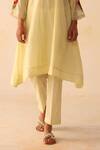 Begum_Yellow Kurta Chanderi Silk Hand Embroidered Floral Aqsa Pant Set  _Online_at_Aza_Fashions