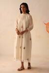 Buy_Begum_Ivory Dress Chanderi Hand Embroidered Flowers Khubani With Slip  _at_Aza_Fashions