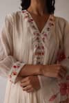 Buy_Begum_Ivory Kurta Chanderi Silk Applique Hand Embroidered Nargis Set  _Online_at_Aza_Fashions