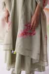Shop_Begum_Green Kurta Chanderi Silk Applique Hand Nargis Pant Set _Online_at_Aza_Fashions