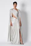 Buy_431-88 by Shweta Kapur_White Liquid Jersey Annie Saree Gown _at_Aza_Fashions