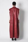 Shop_431-88 By Shweta Kapur_Maroon Leather Collared Trench Coat _at_Aza_Fashions