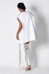 431-88 By Shweta Kapur_White Crepe V-neck Jay Oversized V Waistcoat _Online_at_Aza_Fashions