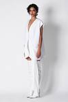 Shop_431-88 By Shweta Kapur_White Crepe V-neck Jay Oversized V Waistcoat _Online_at_Aza_Fashions
