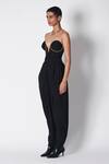 Buy_431-88 By Shweta Kapur_Black Crepe, Microfiber Zari V-neck Karina Embellished Corset And Pant Set_Online_at_Aza_Fashions