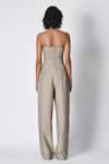 Shop_431-88 By Shweta Kapur_Grey Suede Plunge , Sweetheart Stripe Pattern Malla Corset _at_Aza_Fashions